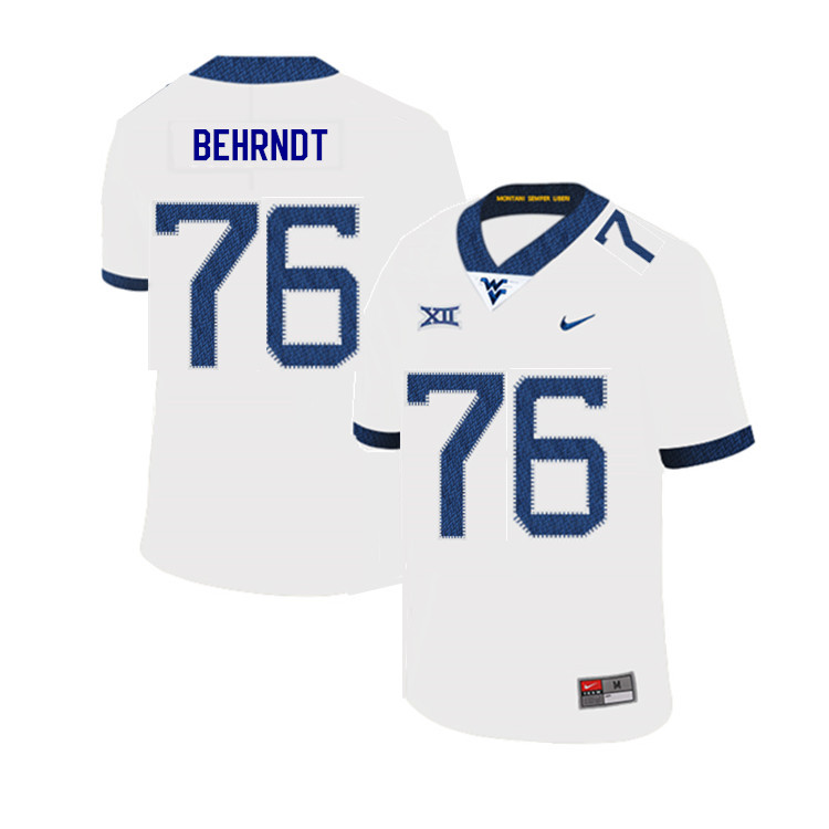 2019 Men #76 Chase Behrndt West Virginia Mountaineers College Football Jerseys Sale-White